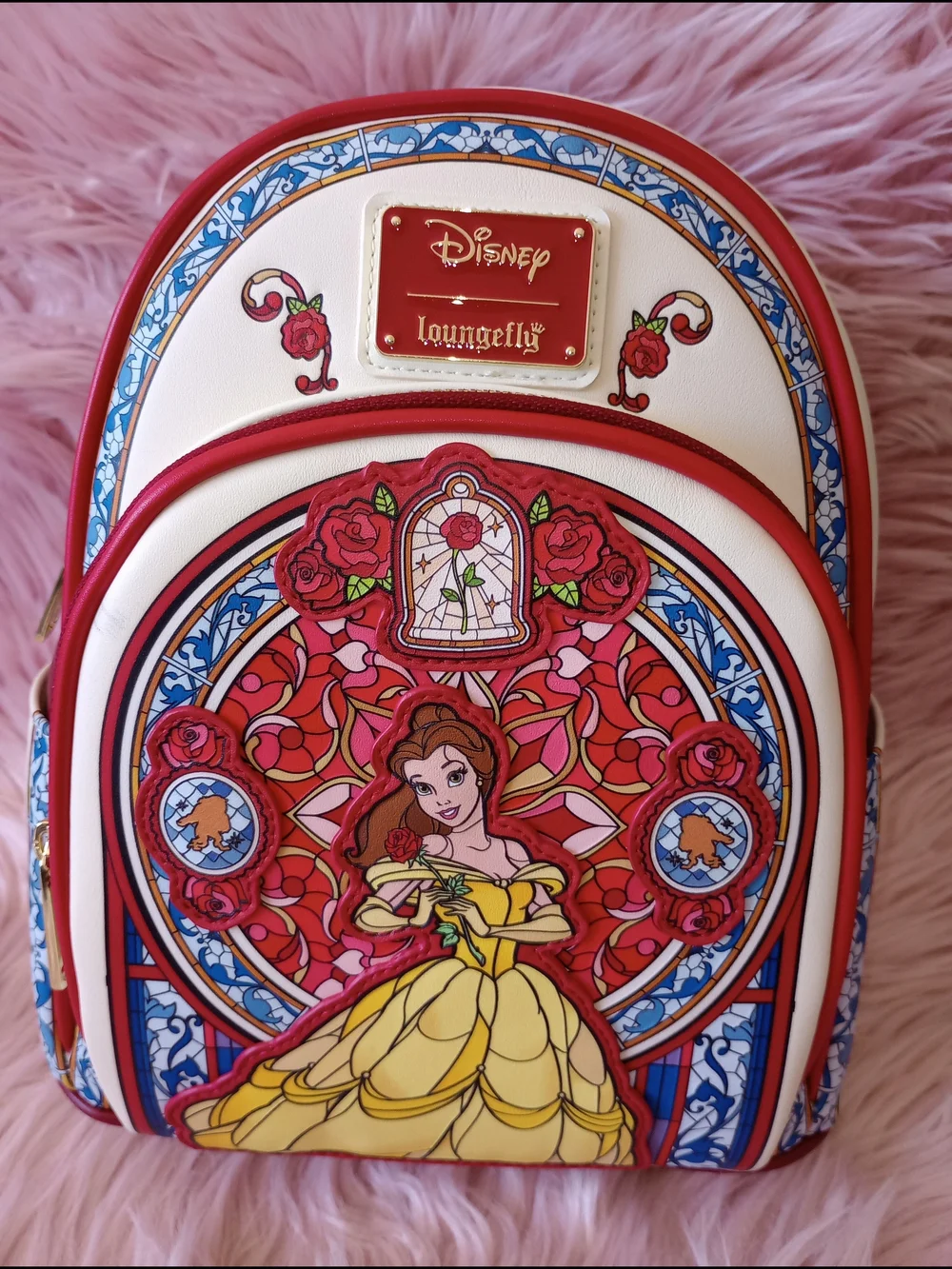 Loungefly Disney Beauty and the Beast Belle Stained Glass Portrait Mini Backpack